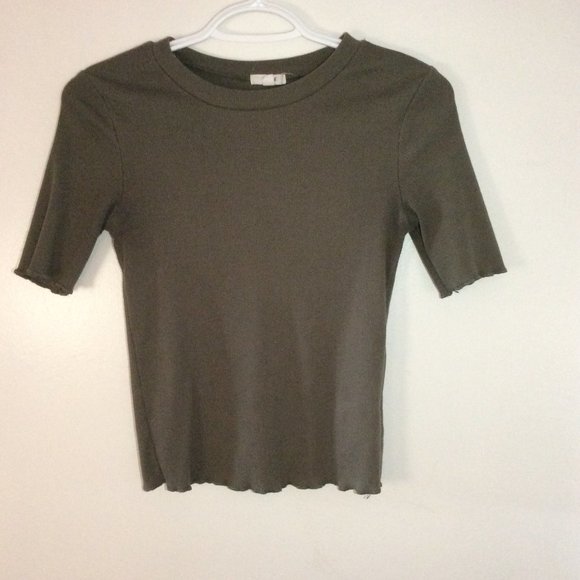 Olive ribbed tshirt - Picture 1 of 5